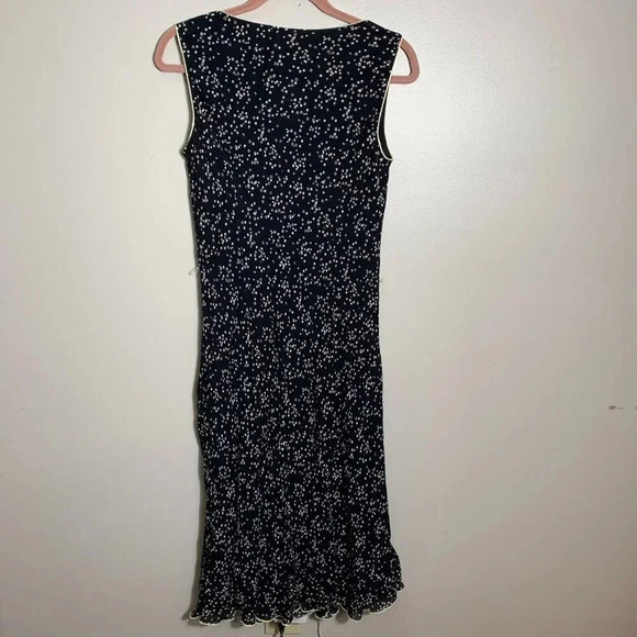 J. Jill Dress Black White Midi Size 8 lined Sleeveless Ruffle Church Work NWT - Picture 9 of 11